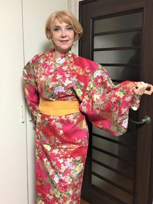 Photo2: Flower of Four Seasons  "Kimono" robe