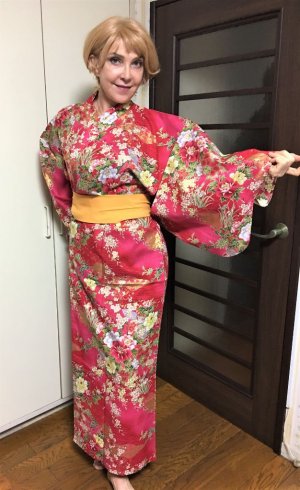 Photo1: Flower of Four Seasons  "Kimono" robe