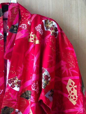 Photo8: Bamboo & Fan  "Happi-coat" robe