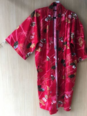 Photo7: Bamboo & Fan  "Happi-coat" robe