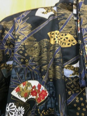Photo16: Bamboo & Fan  "Happi-coat" robe