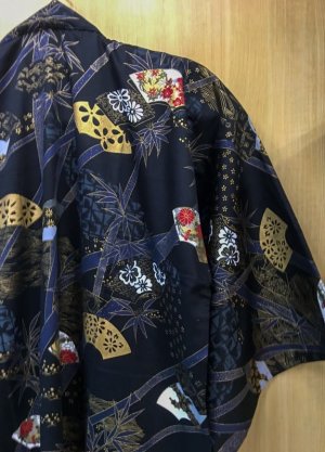 Photo15: Bamboo & Fan  "Happi-coat" robe