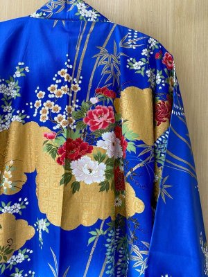 Photo13: Bamboo and peony "Happi-coat" robe