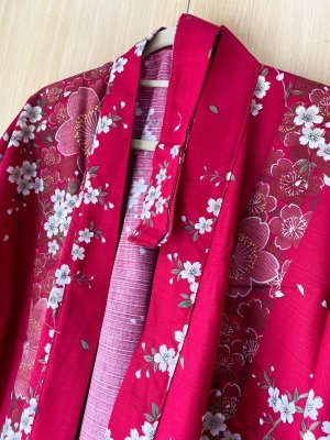 Photo2: Cherry Blossom  "Happi-coat" robe XL (WIDE SIZE)