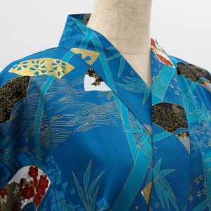 Photo18: Bamboo & Fan  "Happi-coat" robe