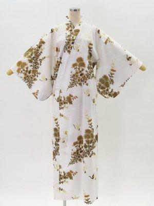 Photo1: Chrysanthemum & Crane  "Kimono" robe