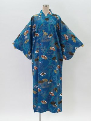 Photo1: Bamboo & Fan "Kimono" robe