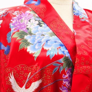 Photo2: Flower & Crane "Kimono" robe