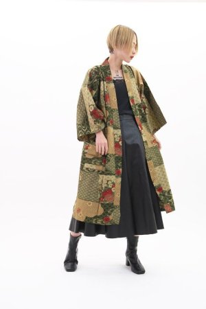 Photo1: Retro Flower "Happi-Coat" robe