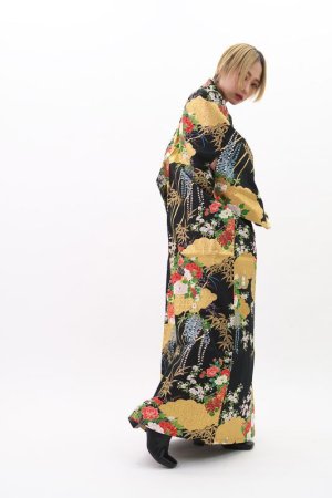 Photo1: Bamboo &　Peony "Kimono" robe