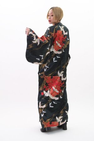 Photo4: Silk Crane "KIMONO" robe