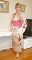 Photo14: Silk "SAKURA"(CHERRY) ＆ Crane "KIMONO" robe