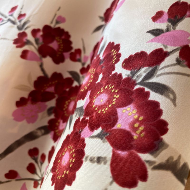 Photo: Silk "SAKURA"(CHERRY) ＆ Crane "KIMONO" robe