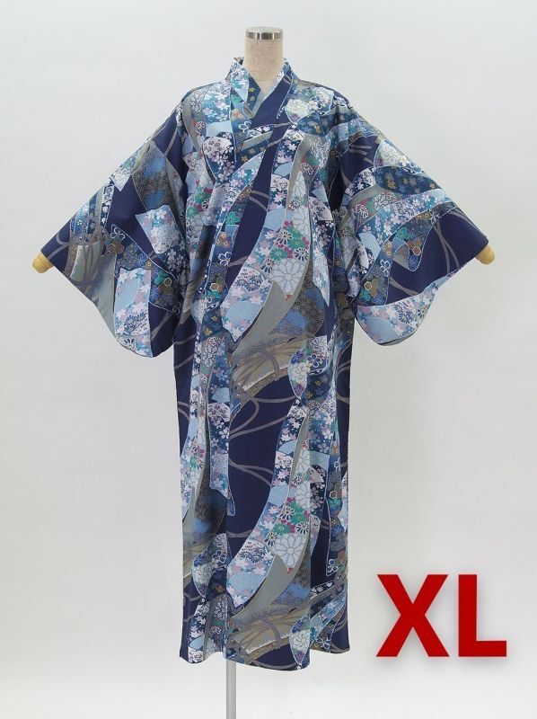 Photo1: Flower & Ribbon "Kimono" robe XL ( Wide Size )