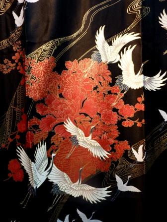 Photo3: Crane "Kimono" robe XL ( Wide Size )